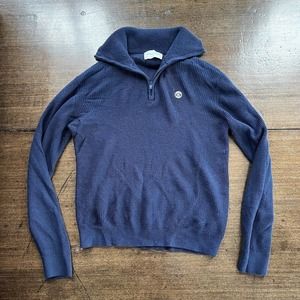 The Kooples Sport Paris Navy Wool Blend Sweater Quarter Zip Mens Large Orig $275